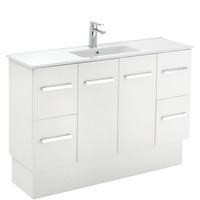 Fienza Delgado Slim 1200 Vanity on Kickboard Bathroom Cabinet White 120DK