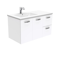Fienza Dolce Unicab 900 Offset Wall Hung Vanity Left Basin White TCL90LJ