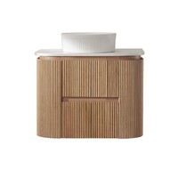 Avia Bathware Bristol Collection Rose Wood Fluted 900 Wall Hung Vanity with Phoenix Stone Top CWH68-900A6