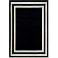 Bayliss Rugs Wool Hand-Knotted Floor Area Rug Fitzgerald Border Jet Black 245cm x 305cm