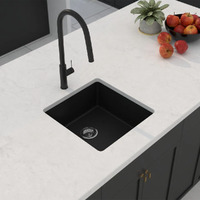 Castano Single Bowl Sink Black Quartz Kitchen 430 x 460 x 215mm Comiso COMSBS430