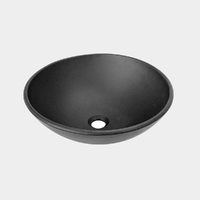 Castano Midnight Matte Black Round Glass Above Counter Basin 420mm x 150h MIDRDGB