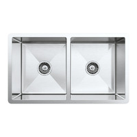 Castano Double Bowl Sink 760mm Top or Undermount Kitchen Sink Lirio SSLIRDB760