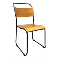 Bauhaus Indoor Chair with Ply Seat and Black Legs Industrial
