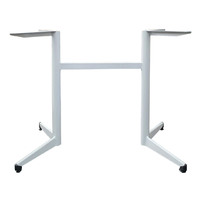 White Pedestal Powder Coated Metal Table Base Double Dining Hieght 700mm High