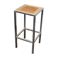 West Stainless Steel Outdoor Bar Stool with Timber Seat 750mm