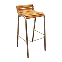 East Stainless Steel Outdoor Bar Stool with Timber Seat 770mm
