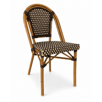 Outdoor Cafe Chair Parisian Bistro Chairs Dining Seating Stackable Aluminium Rattan Paris Brown Cream
