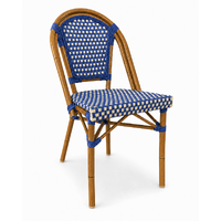 Outdoor Cafe Chair Parisian Chairs Dining Bistro Seating Stackable Aluminium Rattan Paris Blue Cream