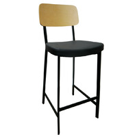 Estelle Bar Stool with Vinyl Padded Seat Black / Birch