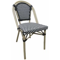 Outdoor Cafe Chair Parisian Chairs Dining Bistro Seating Stackable Aluminium Rattan Wicker Paris Black and White