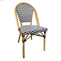 Paris Textline Aluminium Rattan Outdoor Wicker Parisian Cafe Chair - Black and White