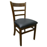 Wooden Dining Room Chair Black PU Padded Vinyl Seat Teak Brumby