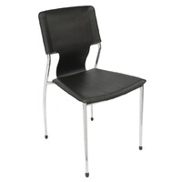 Stackable Restaurant Dining Chair Chrome Vinyl Black Fernando 