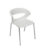 Indoor Restaurant Dining Chair Chrome Base White Seat Taurus 
