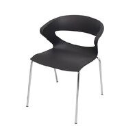 Indoor Restaurant Dining Chair Chrome Base Black Seat Taurus