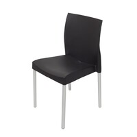 Outdoor Restaurant Dining Chair Aluminium Legs Black Seat Leo