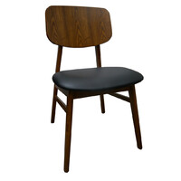 Zurich Timber Dining Chair Black Vinyl Padded Seat Natural & Teak