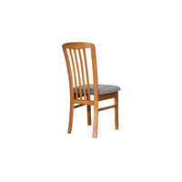 Reim Timber Dining Chair Graphite Fabric Padded Seat Teak Frame