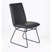 Detroit Dining Chair Black Metal Frame and Black PU Fully Upholstered Seat