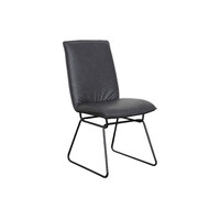 Detroit Dining Chair Black Metal Frame and Gunmetal PU Fully Upholstered Seat