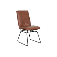 Detroit Dining Chair Black Metal Frame and Saddle PU Fully Upholstered Seat