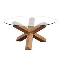 Sala Coffee Table Sala Round 800mm Clear 8mm Tempered Glass Top Solid Oak Legs