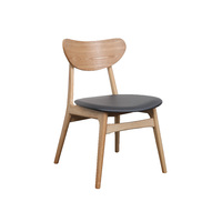 Finland Dining Chair Cafe Bar Natural Timber Frame with Black PU Seat