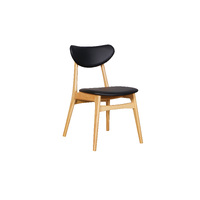 Falkland Dining Chair Cafe Bar Natural Timber Frame with Black PU Seat