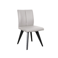 Hendriks Dining Chair Commercial Light Grey Leather Padded Seat Black Timber Legs