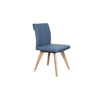 Hendriks Dining Chair Commercial Bluestone Leather Padded Seat Natural Timber Legs