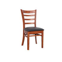 Mustang Timber Dining Chair Black PU Padded Seat with Antique Maple Back and Frame