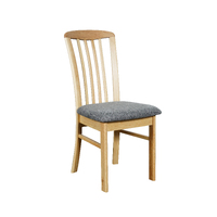 Reim Timber Dining Chair Graphite Fabric Padded Seat Natural Frame