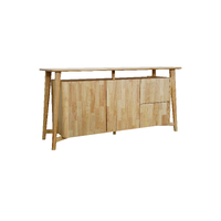 York 1700mm Sideboard Table 2 Door 2 Drawer with Open Shelf Rectangular Retro Timber Natural