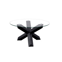 Sala Coffee Table Sala Round 800mm Clear 8mm Tempered Glass Top Solid Black Legs