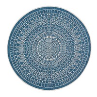 Terrazzo Mosaic Round Reversible Washable Floor Rug 2 Tone 120cm Diameter Indoor Outdoor Modern Mat