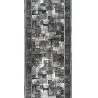 Tribe 98 Modern Patch Design Hall Runner 67cm wide Hallway Carpet Rubber Backed Grey