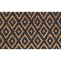 Black Diamond Front Door Entrance Mat 50cm x 80cm Thick 50mm Coir Heavy Duty Doormat