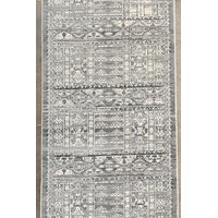 Rimini Vintage Hallway Runner 80cm x 500cm Hall Carpet Silver Grey Heat Set Polyester