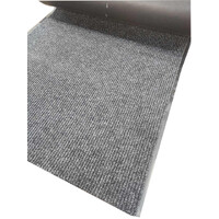 Tough Ribbed Doormat Industrial Area Runner 130cm wide Black Grey Rubber Back 