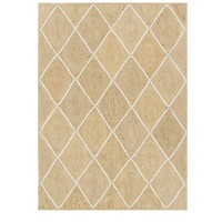 Artisan Diamond Modern Coastal Rugs Jute & Cotton Hand Woven Rug 190cm x 280cm Natural 