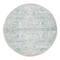 Evoke Modern Round Flooring Rug Area Carpet Blue White 240cm round