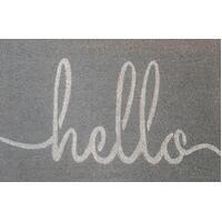 Grey Hello Coir Doormat Outdoor Mat 80cm x 50cm Door Mat