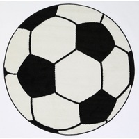 Children's Rug Floor Play Mat Soccer Ball Black & White Round rug 80cm Diametre
