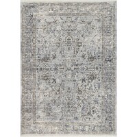 Asterya 18758111 Cross Vintage Rug Polyester Border 200cm x 300cm Soft Grey