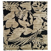 Tropics Contemporary Rugs Thick Wool & Viscose Rug 155 x 225cm Black