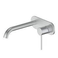 Greens Tapware Wall Basin Mixer With Plate Bathroom Tap Spout Brushed Stainless Textura 183025213