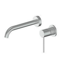 Greens Tapware Wall Basin Mixer Brushed Stainless Bathroom Tap Textura 18302523
