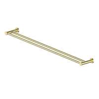 Greens Tapware Double Towel Rail Holder Textura Brushed Brass 183156