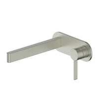 Greens Tapware Wall Basin Mixer with Face Plate Bathroom Tap Glint Brushed Nickel 185025211